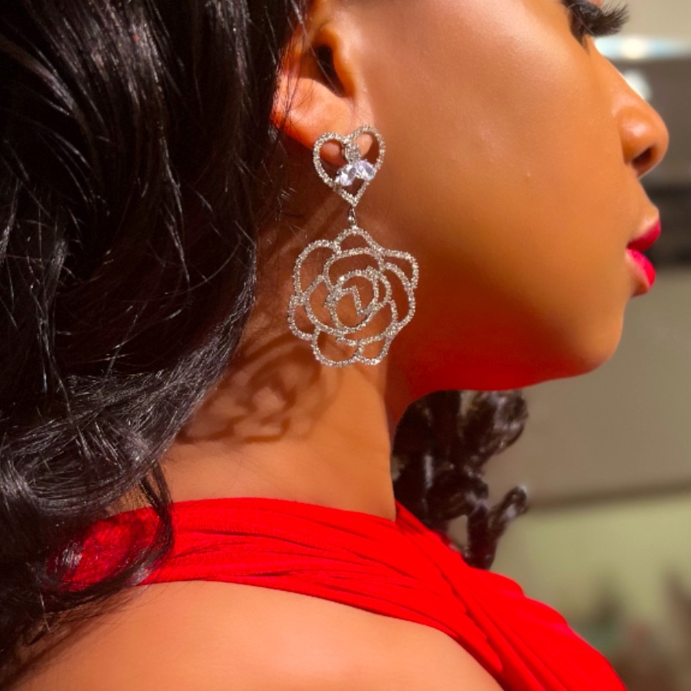 Blooming Rose Frame Earrings